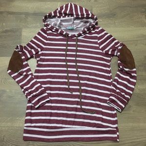 P.S Kate Striped hoodie with elbow patches